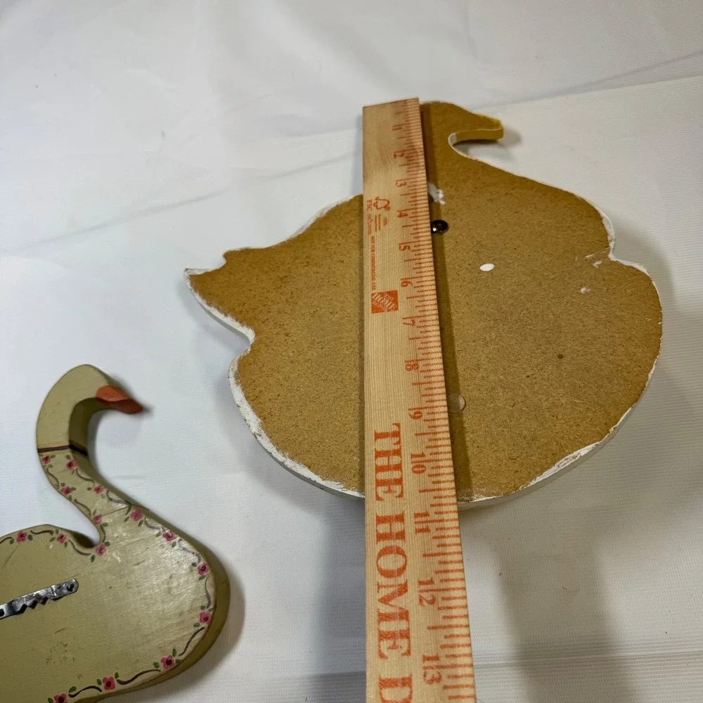 Vintage Cottagecore Country Goose Swan Wall Decor Set Wood Shelf Sitter Farm
